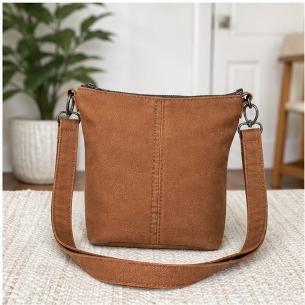 Cognac Canvas Crossbody Bag